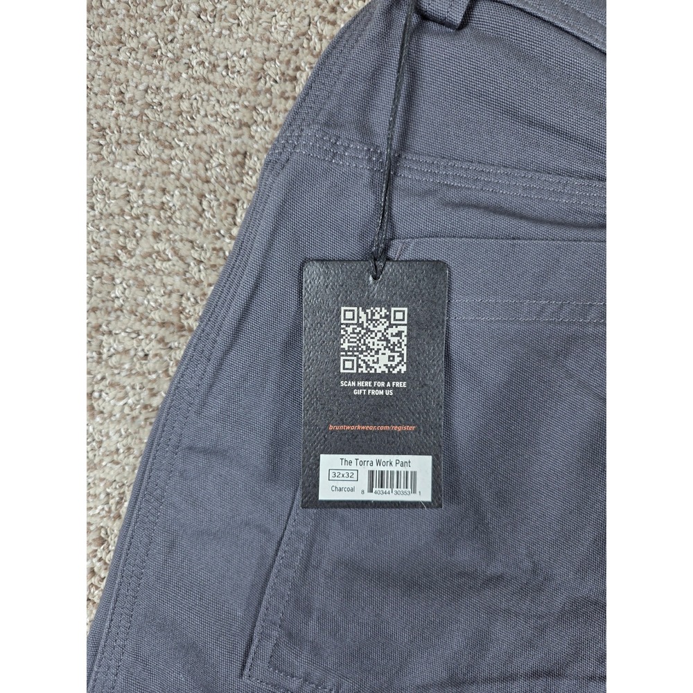 BRUNT The Torra Work Pant Gray Mens 32x32 Utility Canvas Cargo Pants NWT - Picture 6 of 7